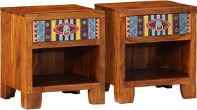 vidaXL Noptiera 2 buc 40x35x45 cm lemn masiv de salcam