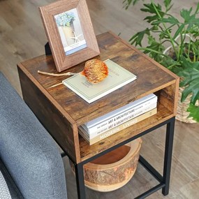 Masa Lampa Vintage Cu 1 Nisa, Maro Rustic, 40 Cm