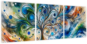 Tablou – Arbore energetic colorat (cu ceas) (90x30 cm)