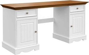 Birou lemn masiv alb-natur Linea, 155 × 54 × 77 cm