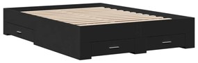 3280399 vidaXL Cadru de pat cu sertare, negru, 140x190 cm, lemn prelucrat