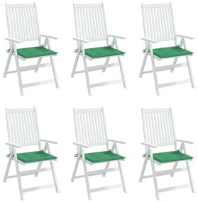 Perne scaun de gradina, 6 buc., verde, 40x40x3 cm, textil 6, Verde, 40 x 40 x 3 cm