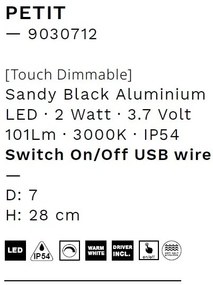 Veioza/Lampa de masa LED portabila exterior IP54 PETIT negru