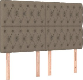 vidaXL Tăblie de pat gri taupe 160x7x118/128 cm, material textil