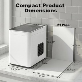 HOMCOM Mașină de gheață de masă autocurățare producător compact de gheață cu lopată și coș Alb | Aosom Romania