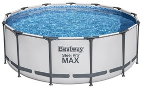 Piscină supraterană Bestway Steel Pro MAX, gri, diam. 396 cm, în. 122 cm