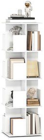 HOMCOM Bibliotecă rotativă cu 4 niveluri, etajeră de depozitare cu 16 compartimente, 39 x 39 x 128,3 cm, alb | Aosom Romania