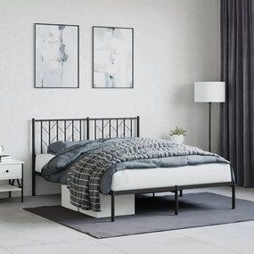 374438 vidaXL Cadru de pat metalic cu tăblie, negru, 140x200 cm