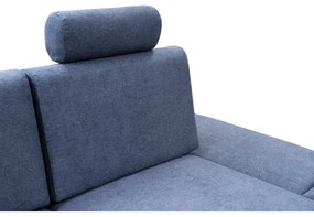 Colțar extensibil tapițat AVESTA, în formă L, cu spațiu de depozitare, orientare pe dreapta, albastru