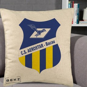 Perna Personalizata CS Aerostar Bacau Fotbal, 40x40 cm, Bej, Husa Detasabila, Perna Inclusa, BEKZ®