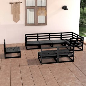 3075628 vidaXL Set mobilier de grădină, 8 piese, negru, lemn masiv de pin