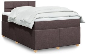 vidaXL Pat box spring cu saltea, maro închis, 120x190 cm, textil