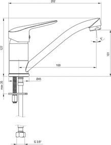 Baterie pentru lavoar Deante BORO BMO_N26M, 12,7 cm, neagră