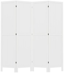 HOMCOM Paravan din lemn, separator de cameră, cloison interieur pliabil cu 4 panouri din lemn 160 x 170 cm alb | Aosom Romania