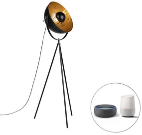 Lampă de podea inteligentă cu trepied negru incl. Wifi A60 - Magna 40 Eglip