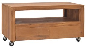 326130 vidaXL Comodă TV cu roți, 80x50x42 cm, lemn masiv de tec