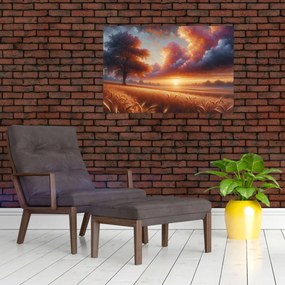 Tablou – Apus de soare pe câmp (90x60 cm)