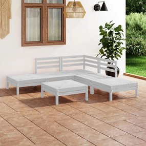 3082643 vidaXL Set mobilier de grădină, 6 piese, alb, lemn masiv de pin
