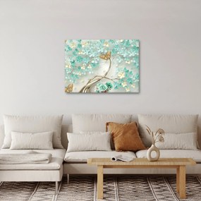 Tablou cu flori și fluturi (70x50 cm)