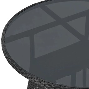 Juskys Masa rotunda Yoro Ø80 cm din ratan - negru