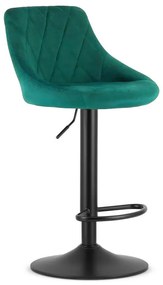 Scaun de bar verde KAST VELVET cu picior negru