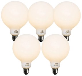 Set de 5 becuri LED E27 dimabile, opale, G125, 5W, 450 lm, 2700K