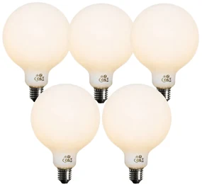 Set de 5 becuri LED E27 dimabile, opale, G125, 5W, 450 lm, 2700K