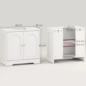HOMCOM Dulap pentru Sub Chiuvetă cu 2 Uși Arcuite - Alb | Aosom Romania