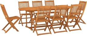 vidaXL Set mobilier de grădină 9 piese 220x90x75 cm, lemn masiv acacia