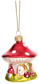 Ornament de Crăciun lucrat manual din sticlă ø 6 cm Mushroom House – Sass &amp; Belle