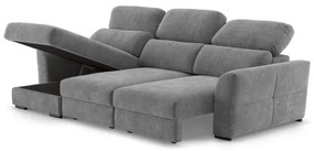 Canapea colțar extensibilă TRENTO, 3 locuri, reversibilă, cu spațiu de depozitare, gri