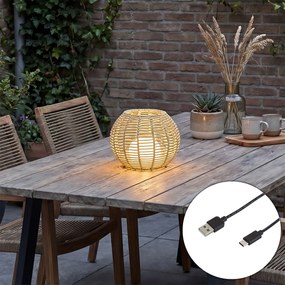 Lampă de masă de exterior Bej 25cm Inclusiv LED Reîncărcabilă cu USB-C IP44 - Oli