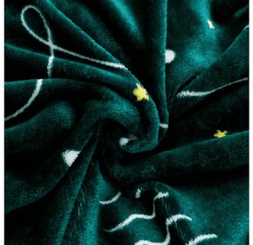 Set lenjerie cocolino CHRISTMAS DRIFT verde + cearsaf Cocolino microplus cu elastic SOFT 90x200 cm alb, pat single