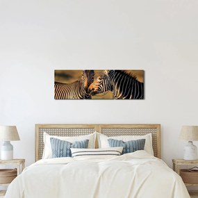 Tablou - Două zebre (cu ceas) (90x30 cm)