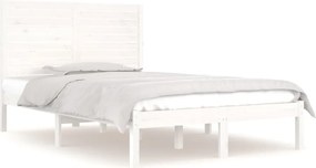 vidaXL Cadru de pat mic dublu, alb, 120x190 cm, lemn masiv