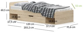 Pat de o persoană 90 cm Terrell (Stejar sonoma) (fără saltea și somieră). 1053299