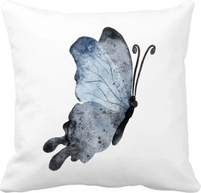 Perna Decorativa Fluture 2, Blue and Black, 40x40 cm, Alba Mata, Husa Detasabila, Perna Inclusa, BEKZ®