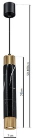 Lustră pe cablu MARBLE 1xGU10/8W/230V negru/auriu
