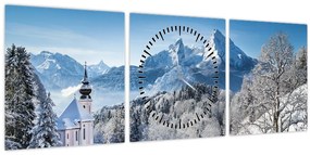 Tablou - O privire asupra peisajului de iarnă (cu ceas) (90x30 cm)