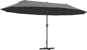 Outsunny Umbrelă Dublă pentru Grădină 455x265x238 cm, Parasolar Mare cu Manivelă Manuală, Rezistentă la Apă, Protecție Solară Gri | Aosom Romania