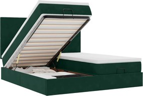 vidaXL Cadru de pat otoman cu saltele Verde închis 160x200cm catifea