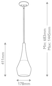 Kichler KL-DEELA-P-BK - Lustră cu tijă DEELA, 1x E27/60W/230V, Ø 17,8 cm, negru