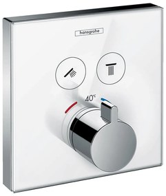 Baterie dus incastrata Hansgrohe ShowerSelect Glass alb - crom termostatata