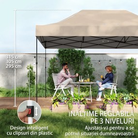 Outsunny Pavilion 3x4,3m, Acoperiș UPF50+, Pereți, Geantă cu Roți, Tenda Grădină, Maro Nisipiu | Aosom Romania