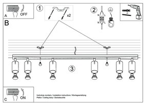 Lustră Nice Lamps Etna 6L, negru