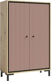 Comoda PARII PA15, stejar artisan/roz, PAL laminat, 89x37x140 cm