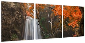 Tablou - Cascadă în Thailanda (cu ceas) (90x30 cm)