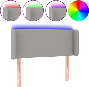 vidaXL Tăblie de pat cu LED, gri deschis, 103x16x78/88 cm, textil