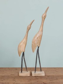 Decoratiune in forma de pasare, din lemn reciclat, H82 Wooden Bird