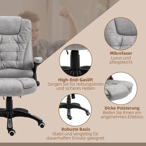Vinsetto Scaun de șef cu funcție de masaj și încălzire, ergonomic, reglabil, până la 120 kg, Gri | Aosom Romania